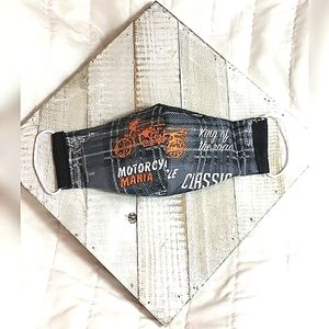 Motorcycle Black Orange Mask Reversible Triple Layer Filter NWT
